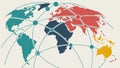 World Map with Pinpoints and Interconnected Routes, vector design Generative AI Royalty Free Stock Photo