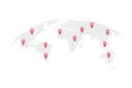 World map with pins pointers mark vector illustration Royalty Free Stock Photo