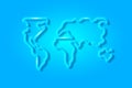 World map, planet, continents glowing 3D symbol, card template on blue background. Vector illustration Royalty Free Stock Photo