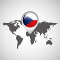 World map with pointer flag czech republic Royalty Free Stock Photo