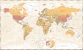 World Map and The Poles - Vintage Political - Vector Detailed Illustration Royalty Free Stock Photo