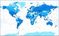 World Map - Political - Blue and White Color -  Detailed Illustration Royalty Free Stock Photo