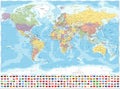 World Map Political and Flags -  Detailed Illustration Royalty Free Stock Photo