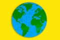 World Map Puzzle: Green Continents and Blue Oceans on Yellow Background Royalty Free Stock Photo