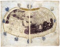 World map from rare medieval book Geography by Claudius Ptolemy published in 1480 Royalty Free Stock Photo