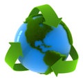 World map with recycle symbol Royalty Free Stock Photo