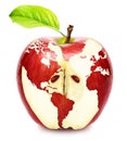 World map on red apple Royalty Free Stock Photo