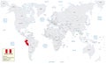 World map with the republic of Peru, small information box and flag Royalty Free Stock Photo