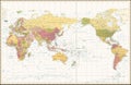 World Map Retro Color Pacific Centred