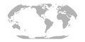 World Map in Robinson Projection. Americas centered. Solid gray land silhouette. Vector illustration