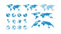 World map set on transparent background. Globe vector blue icon Royalty Free Stock Photo