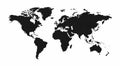 World Map Silhouette Black Vector Icon on White Background Royalty Free Stock Photo