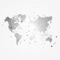 World map silhouette with connection grid - vector illustration Royalty Free Stock Photo