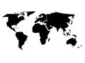 World map silhouette - simplified black vector shape