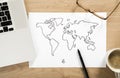 World map sketch Royalty Free Stock Photo