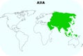 Asia continent in world map