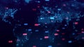World map technology background, big data visualization, digital grid business concept