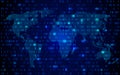 World Map Technology With Decryption and Encryption Binary Royalty Free Stock Photo