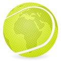 World map tennis ball Royalty Free Stock Photo