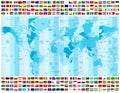 World Map Time Zones and All World Flags Collection Royalty Free Stock Photo