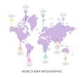 World map timeline infographics design template. Vector illustration. Royalty Free Stock Photo