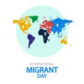 World map with travels for international migrant day Royalty Free Stock Photo