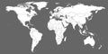 World Map vector. Gray similar world map blank vector on gray background.  White similar world map with borders of all countries. Royalty Free Stock Photo