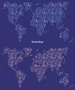 World map vector illustration, global connection concept with dots and lines.