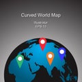 World Map Vector, InfoGraphic Concept, curved world For Website, Annual Report, World Map Illustration Royalty Free Stock Photo