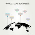 World Map Vector, InfoGraphic Concept, curved world For Website, Annual Report, World Map Illustration Royalty Free Stock Photo