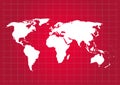 World map vector, isolated on red background. Flat Earth, map template for website pattern, annual report, infographics. Travel Royalty Free Stock Photo