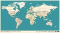 World Map Vector Vintage. Detailed illustration of worldmap