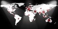 World map view on corona virus spots with lightpaint and sketch techniques Royalty Free Stock Photo