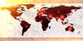 World map view on corona virus spots with lightpaint and sketch techniques Royalty Free Stock Photo