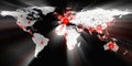 World map view on corona virus spots with lightpaint and sketch techniques Royalty Free Stock Photo