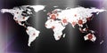 World map view on corona virus spots with lightpaint and sketch techniques Royalty Free Stock Photo