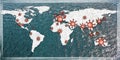 World map view on corona virus spots with lightpaint and sketch techniques Royalty Free Stock Photo