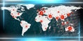 World map view on corona virus spots with lightpaint and sketch techniques Royalty Free Stock Photo