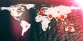World map view on corona virus spots with lightpaint and sketch techniques Royalty Free Stock Photo