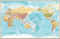 World Map Vintage Color Pacific Centred