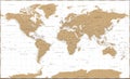 World Map - Vintage Golden Political - Vector Detailed Illustration