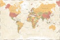 World Map - Vintage Political - Vector Detailed Illustration Royalty Free Stock Photo