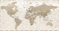 World Map - Vintage Retro Old Style - Vector Detailed Illustration Royalty Free Stock Photo