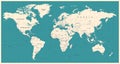 World Map Vintage Vector. Detailed illustration of worldmap Royalty Free Stock Photo