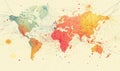 World map visualization of data connections, colorful dots representing various locations, lines indicating connections