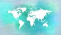 World map in watercolor style on blue background. Royalty Free Stock Photo