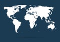 World map white isolated on blue background,vector illustration Royalty Free Stock Photo
