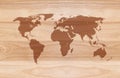 World map on Wooden background Royalty Free Stock Photo