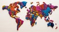 A world map woven with strings, threads of lands. Intricate global interdependence Royalty Free Stock Photo