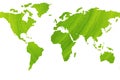 World maps go green concept save earth